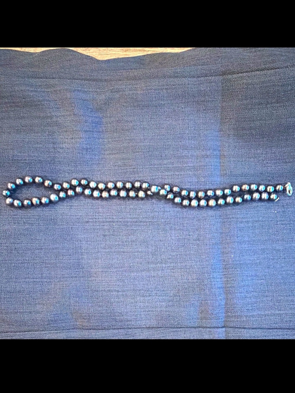 Vintage Estate 18” Black Pearl Necklace - 7mm saltwater hand-knotted silver 14k